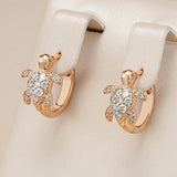 Sea Turtles Pendant & Zircon Hoop Earrings Set