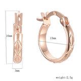 FJ Women Smart Circle Engraving 585 Rose Hoop Earrings