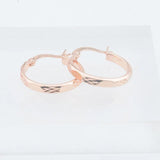 FJ Women Smart Circle Engraving 585 Rose Hoop Earrings