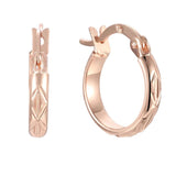 FJ Women Smart Circle Engraving 585 Rose Hoop Earrings