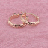 FJ Women Smart Circle Engraving 585 Rose Hoop Earrings