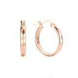 FJ Women Smart Circle Engraving 585 Rose Hoop Earrings