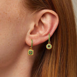 Green Crystal Hoop Earrings Sterling Silver Ear Needle Wedding Party Jewelry