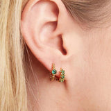 Green Crystal Hoop Earrings Sterling Silver Ear Needle Wedding Party Jewelry
