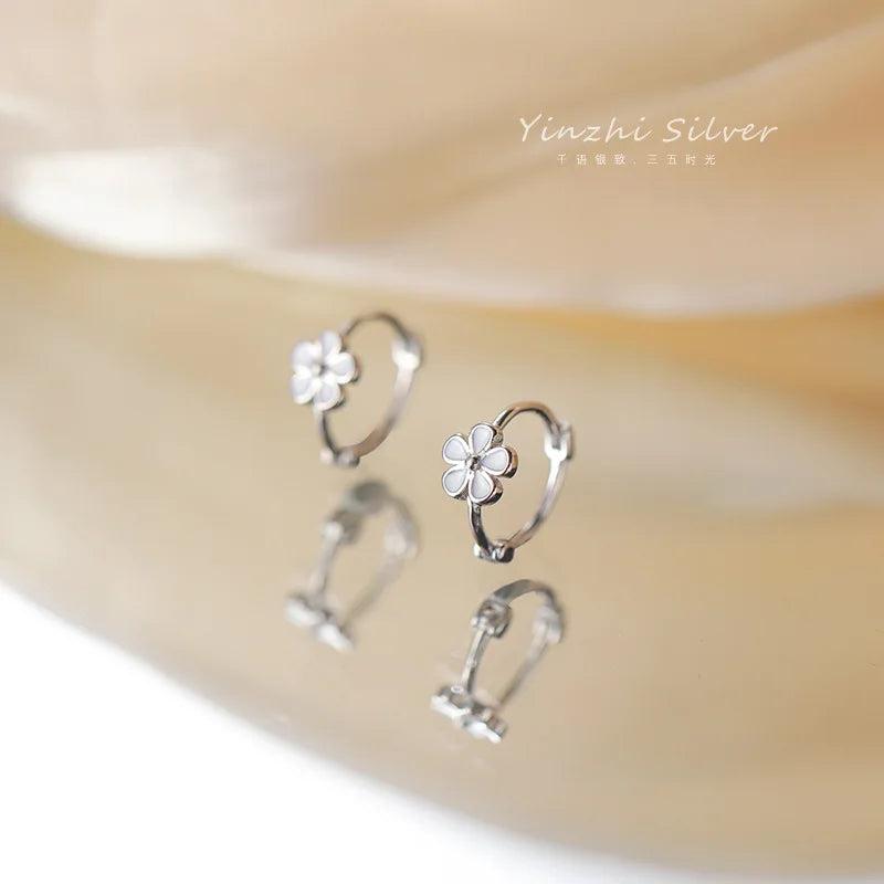 925 Silver Flower Earrings Women Gift Jewelry