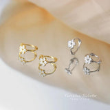 925 Silver Flower Earrings Women Gift Jewelry