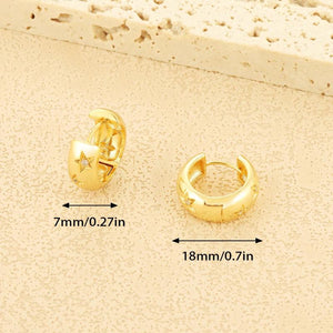 Copper Plated Hoop Earrings Cubic Zirconia Big Circle Earrings