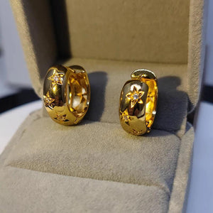 Copper Plated Hoop Earrings Cubic Zirconia Big Circle Earrings