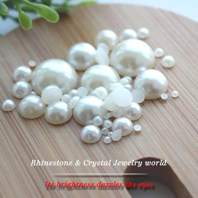 DIY ABS Resin 2mm-14mm Pearl Semicircle Flatback Loose Beads