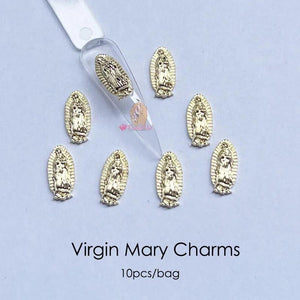 10pcs Virgin Mary Gemstone Rhinestone Nail Art Charms