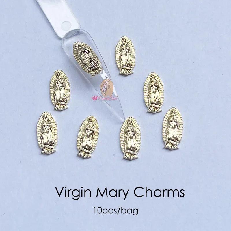 10pcs Virgin Mary Gemstone Rhinestone Nail Art Charms