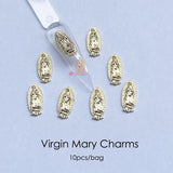 10pcs Virgin Mary Gemstone Rhinestone Nail Art Charms