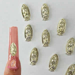 10pcs Virgin Mary Gemstone Rhinestone Nail Art Charms