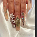 10pcs Virgin Mary Gemstone Rhinestone Nail Art Charms