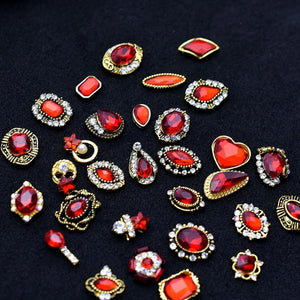 10pcs 3D Red Crystal Nail Rhinestone Alloy Art Decorations