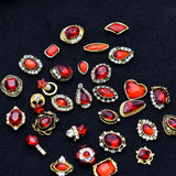10pcs 3D Red Crystal Nail Rhinestone Alloy Art Decorations