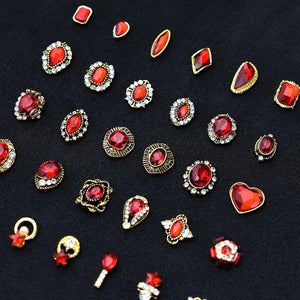 10pcs 3D Red Crystal Nail Rhinestone Alloy Art Decorations