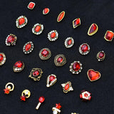 10pcs 3D Red Crystal Nail Rhinestone Alloy Art Decorations