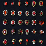 10pcs 3D Red Crystal Nail Rhinestone Alloy Art Decorations