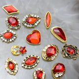 10pcs 3D Red Crystal Nail Rhinestone Alloy Art Decorations