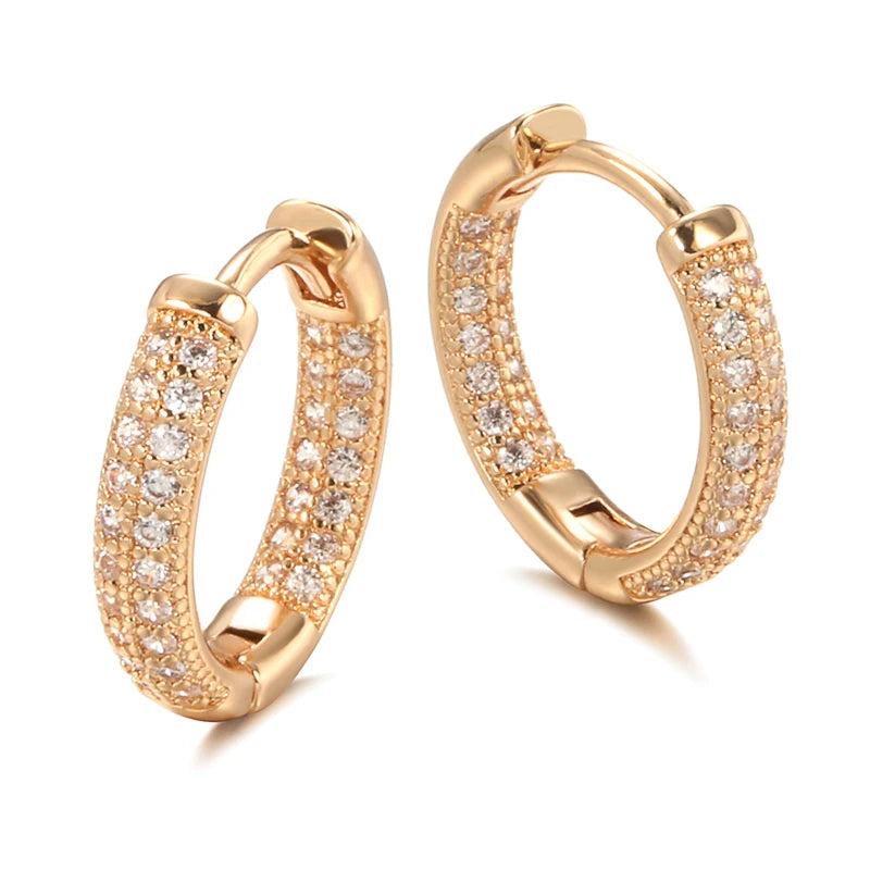 Zircon Hoop Earrings 585 Rose Wedding Jewelry