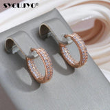 Zircon Hoop Earrings 585 Rose Wedding Jewelry