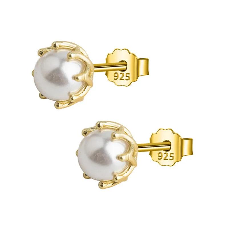 925 Silver Flower Pearl Stud Earring Wedding Party Fine Jewelry