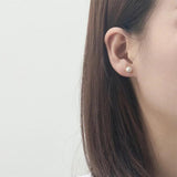925 Silver Flower Pearl Stud Earring Wedding Party Fine Jewelry