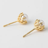 925 Silver Flower Pearl Stud Earring Wedding Party Fine Jewelry