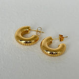 925 Silver Needle Hoop Earrings Textured Design Women Gift Ear Accessories