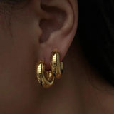 925 Silver Needle Hoop Earrings Textured Design Women Gift Ear Accessories
