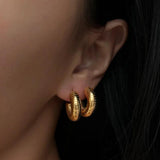925 Silver Needle Hoop Earrings Textured Design Women Gift Ear Accessories