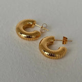 925 Silver Needle Hoop Earrings Textured Design Women Gift Ear Accessories