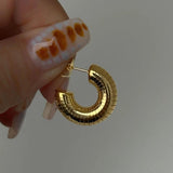 925 Silver Needle Hoop Earrings Textured Design Women Gift Ear Accessories