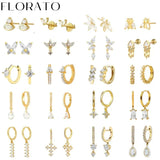 Zircon Earrings 925 Sterling Silver Hoop Earrings for Women