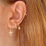 Zircon Earrings 925 Sterling Silver Hoop Earrings for Women