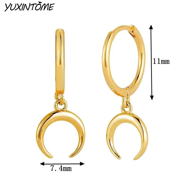 Moon Hoop Earrings Vintage 18K Accessories