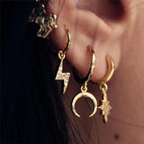 Moon Hoop Earrings Vintage 18K Accessories