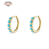 925 Silver Turquoise Round Hoop Earrings for Women