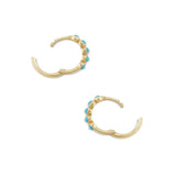 925 Silver Turquoise Round Hoop Earrings for Women