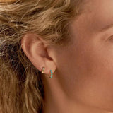 925 Silver Turquoise Round Hoop Earrings for Women