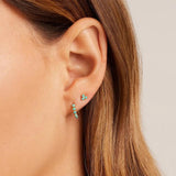 925 Silver Turquoise Round Hoop Earrings for Women