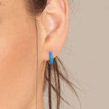 925 Silver Enamel Hoop Earrings Candy Colors Party Jewelry
