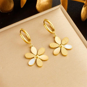 316L Stainless Steel Flowers Pendant Earrings For Women Lady Gift