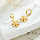 316L Stainless Steel Flowers Pendant Earrings For Women Lady Gift