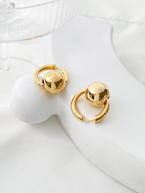 Peri'sbox Silver Plated Big Ball Hoop Earrings for Women