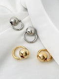 Peri'sbox Silver Plated Big Ball Hoop Earrings for Women