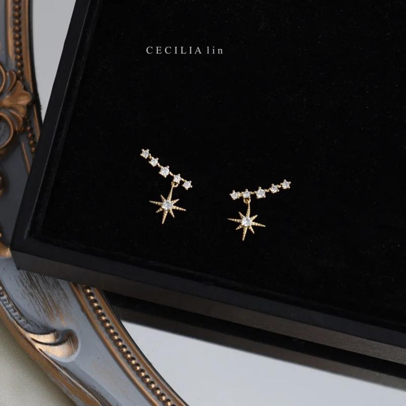 925 Sterling Silver Star Zircon Stud Earrings
