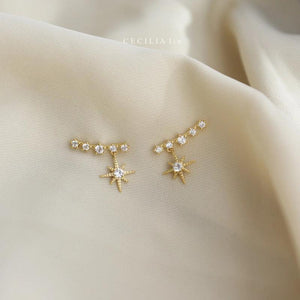 925 Sterling Silver Star Zircon Stud Earrings