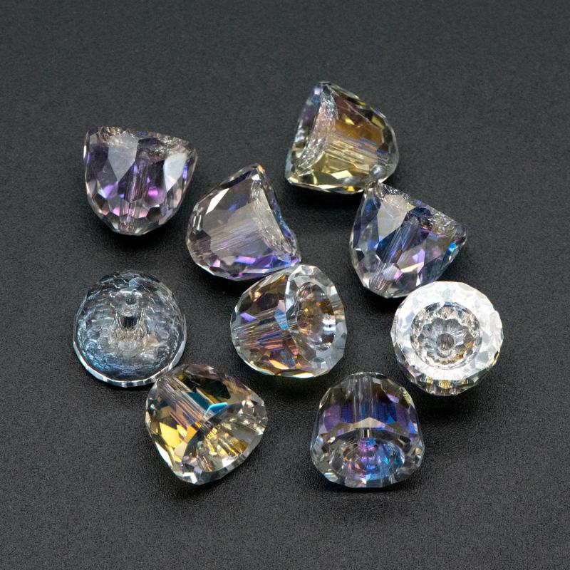 10pcs Faceted Crystal Bell Beads 10x11mm, Sparkly Glass Beads, Transparent AB